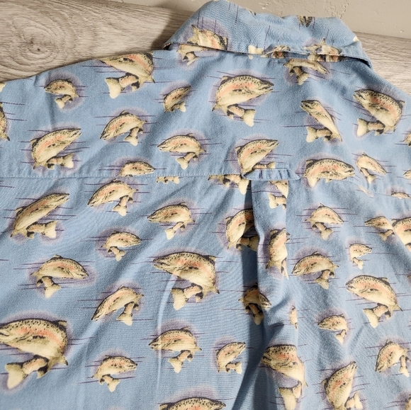 Columbia Blue Vintage Shirt XL Button Down Fisherman Fish Outdoor Wear Oversized - Picture 3 of 10